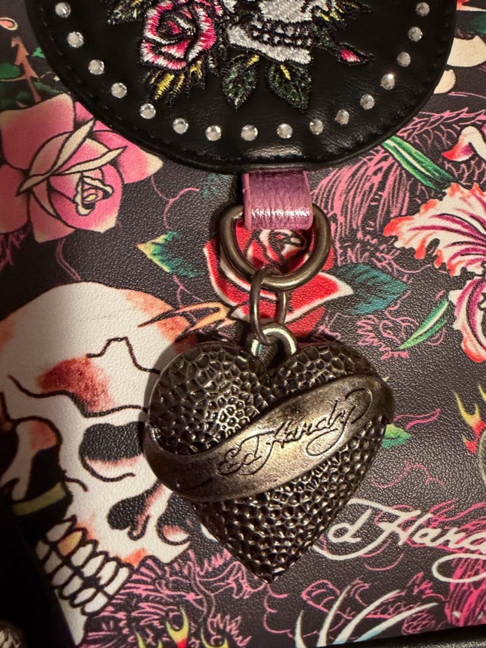 Ed Hardy NWT Multicolor Floral Skull Crossbody with White Skull Wallet (P222) - Picture 5 of 14